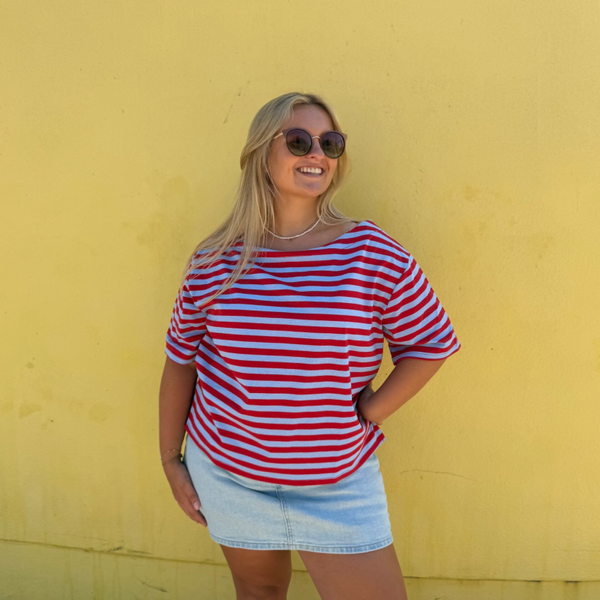 Lot t-shirt red blue stripes