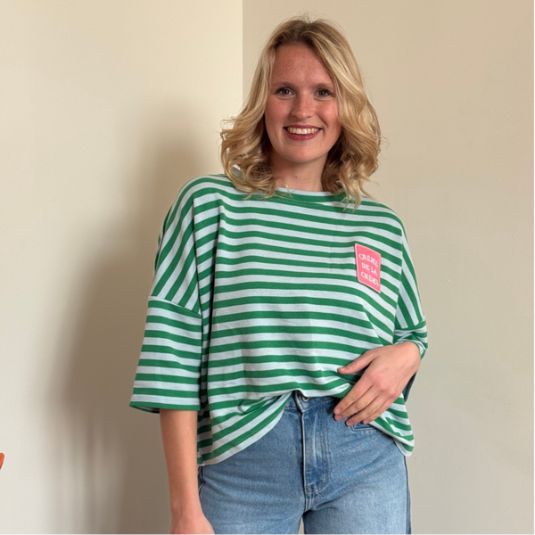 Alexia longsleeve crème de la crème blue green