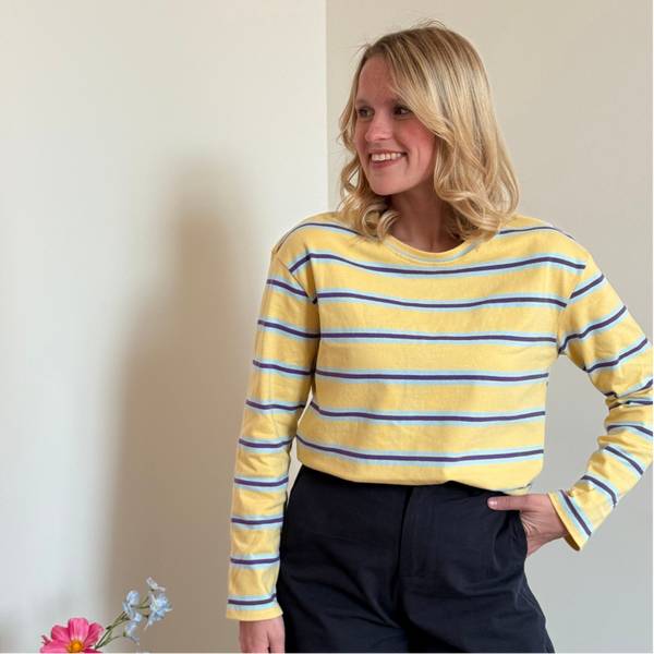Maartje longsleeve yellow - blue stripes