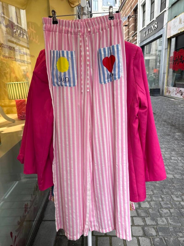Floor pants pink stripes sun love