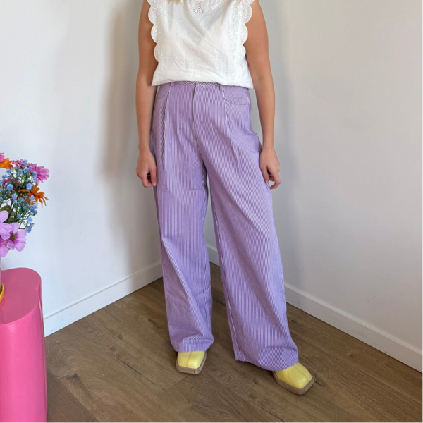 Lily striped pants violet-white