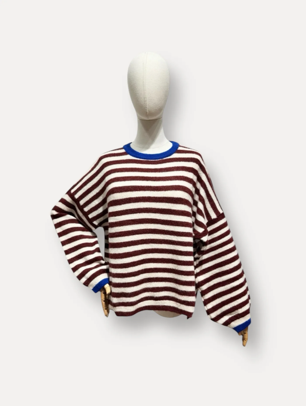 Benthe sweater stripes brown white