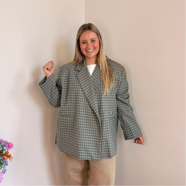 Jasmiin oversized blazer green plaid