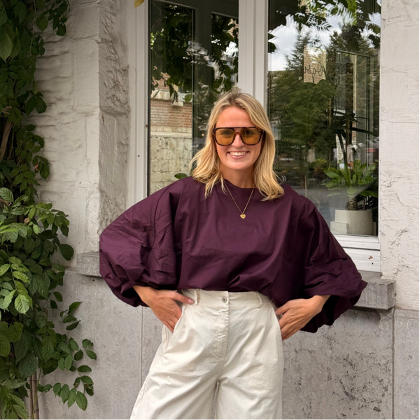 Aagje blouse prune puff sleeves
