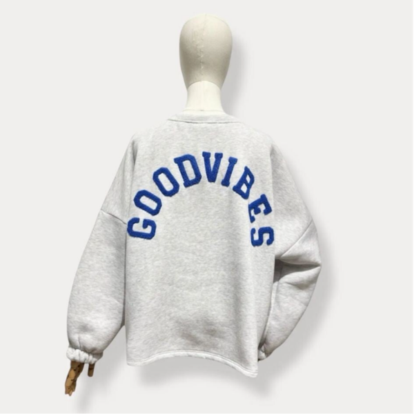 Emilie sweater 'good vibes' white blue