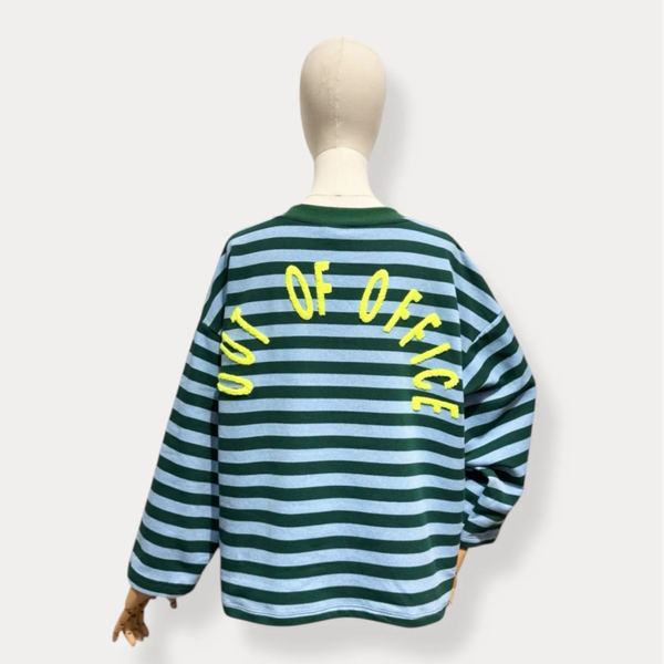 Charlie longsleeve 'Out Of Office' green blue