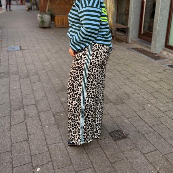 Celine satin leopard pants green