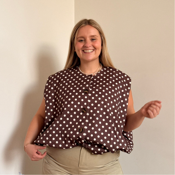 Dorien dots debardeur oversized brown - white