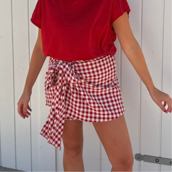 Imke skort vichy red