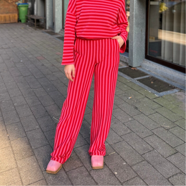 Chiara pants pink red stripes
