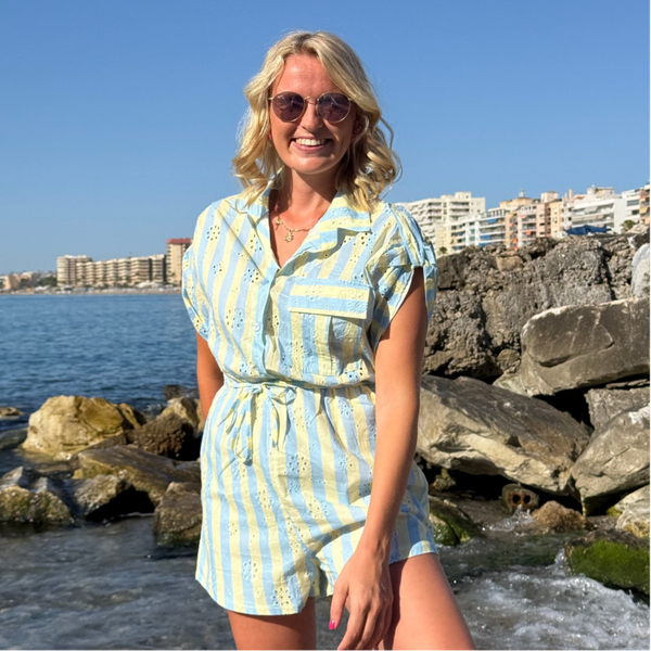 Lorette jumpsuit blue yellow stripes