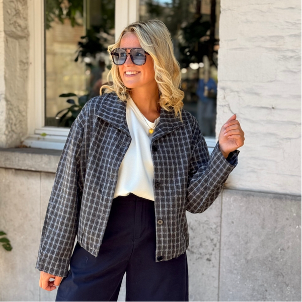 Emmeline jacket vichy navy blue
