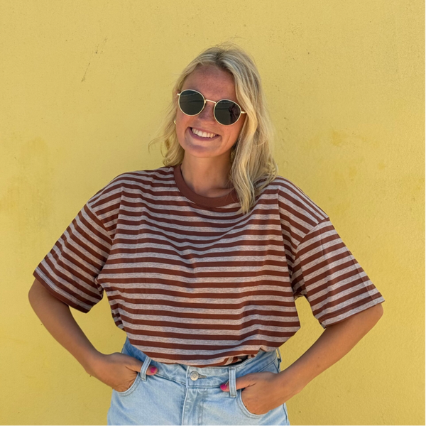 Madelon t-shirt brown camel stripes