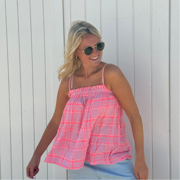 Melanie top vichy pink