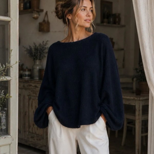 Tess balloon sweater navy