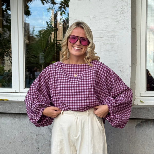 Kaatje blouse vichy Bordeaux