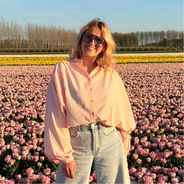 Jeanne blouse pink yellow stripes