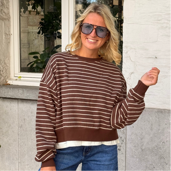Mona sweater brown beige stripes