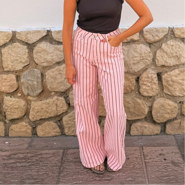 Silke striped pants pink