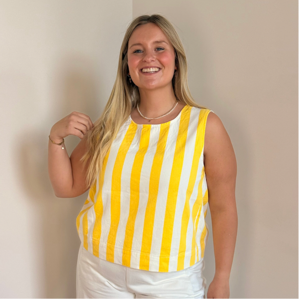 Sanne striped top yellow ecru