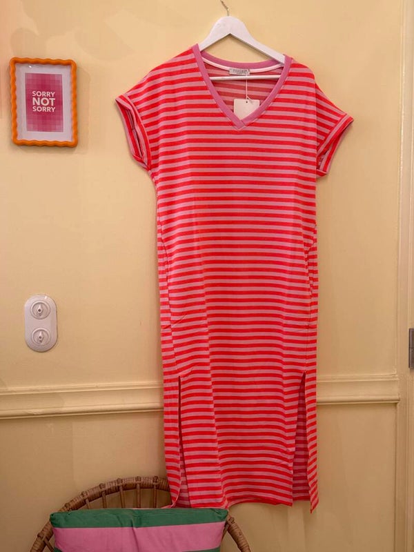 Madelon dress pink stripes