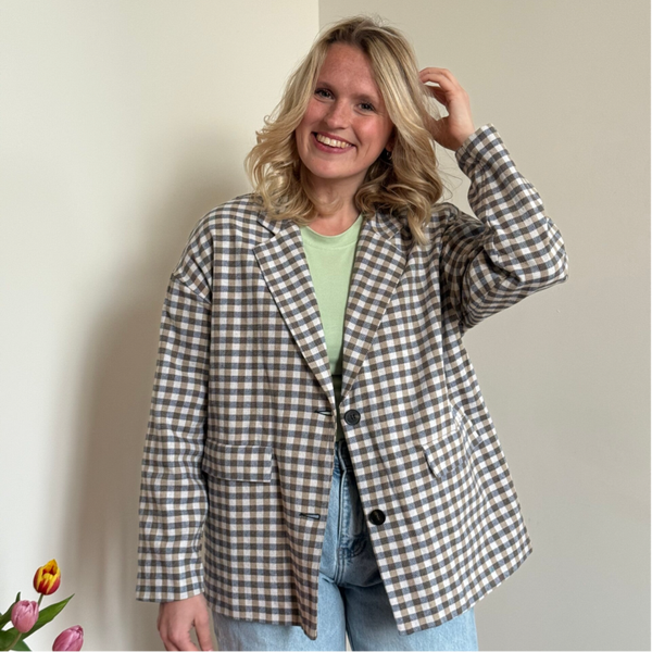 Billie blazer geruit beige blue