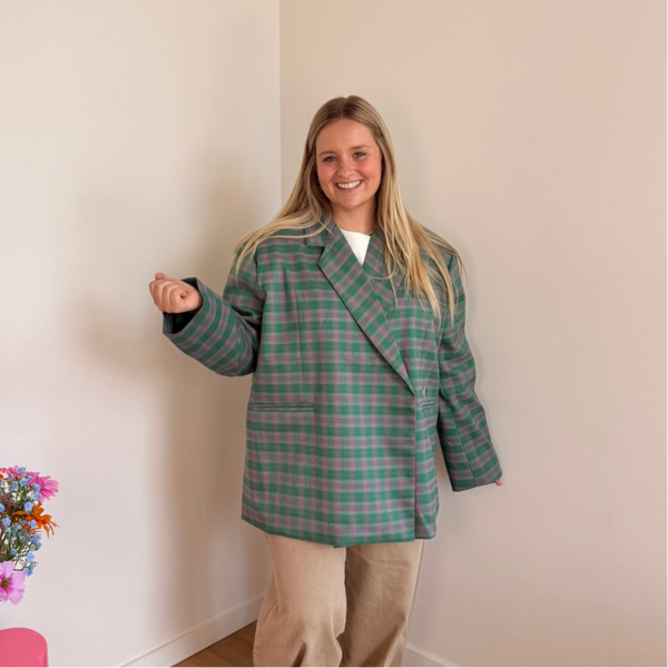 Jasmiin blazer checkerd pink - green