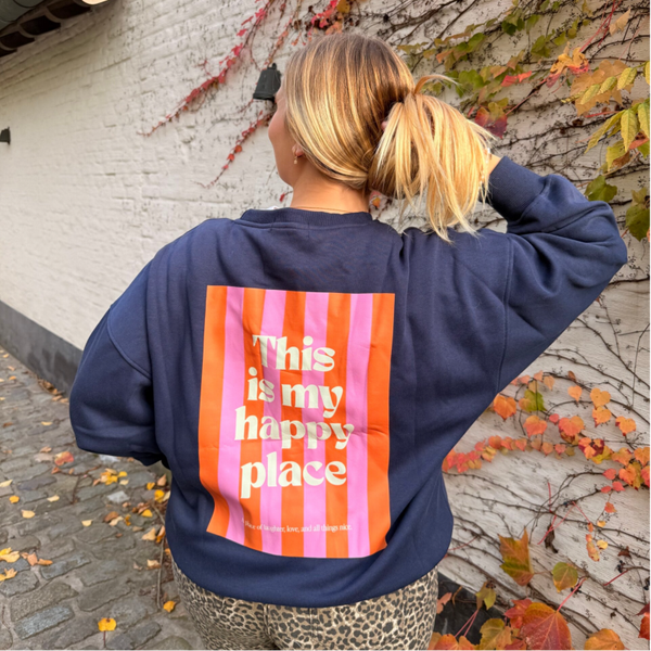 Maeve sweater darkblue 'this is my happy place'