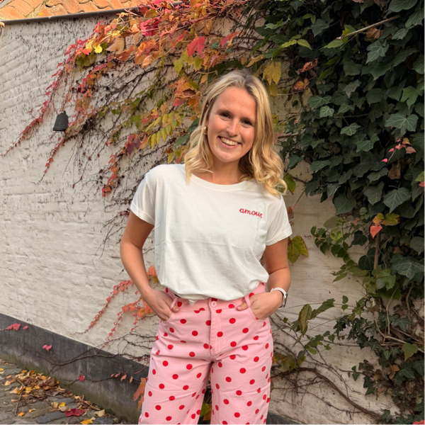 Maud T-shirt white 'amour' red