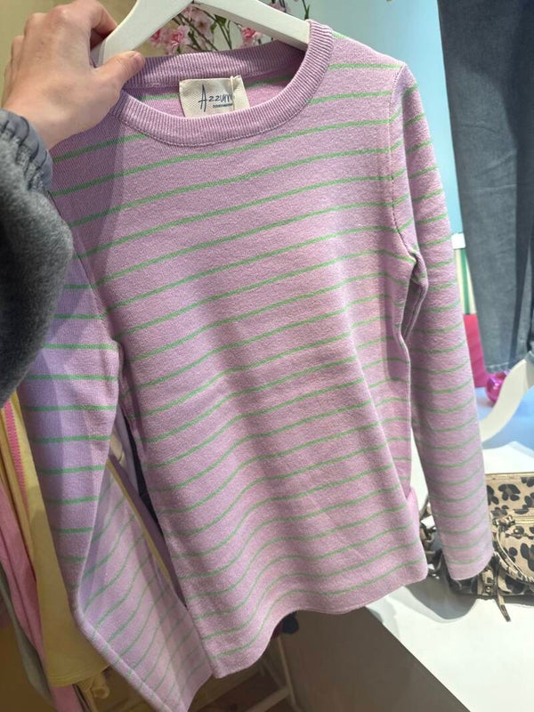 Silke longsleeve purple green stripes