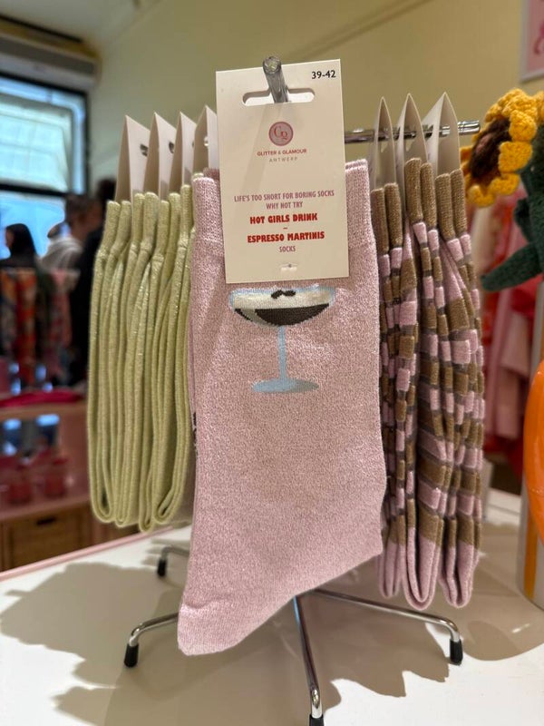 “Hot girls drink espresso martinis” socks