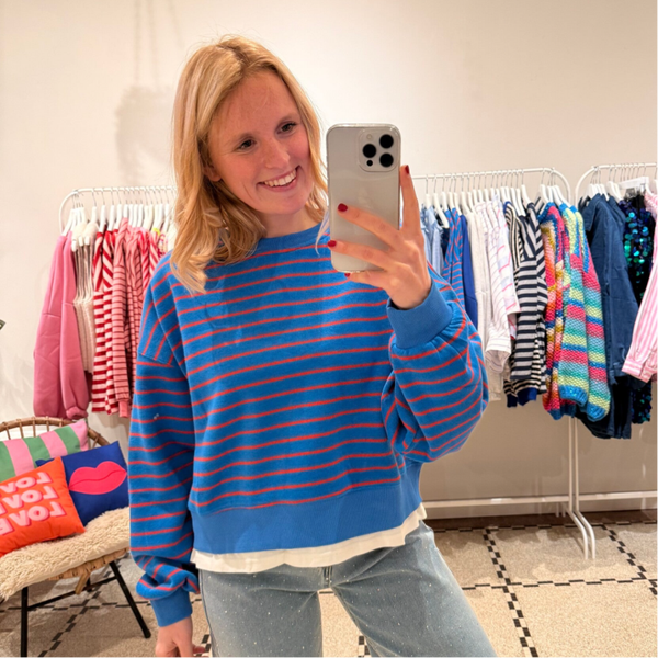 Nona sweater stripes blue red