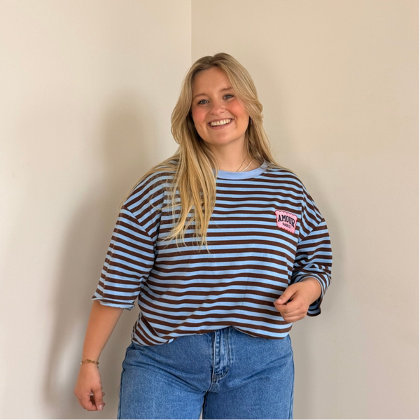 Liselotte t-shirt  Brown-blue - Amour patch