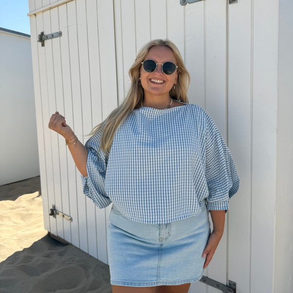 Kaatje blouse vichy light blue