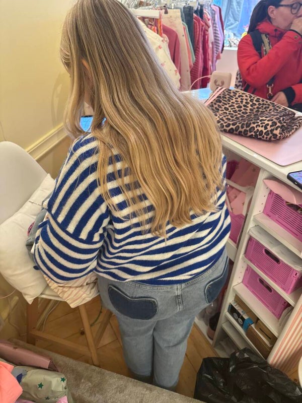 Julie sweater blue white stripes