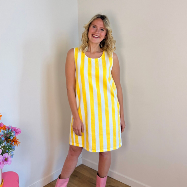 Nisrine summer dress stripes yellow white