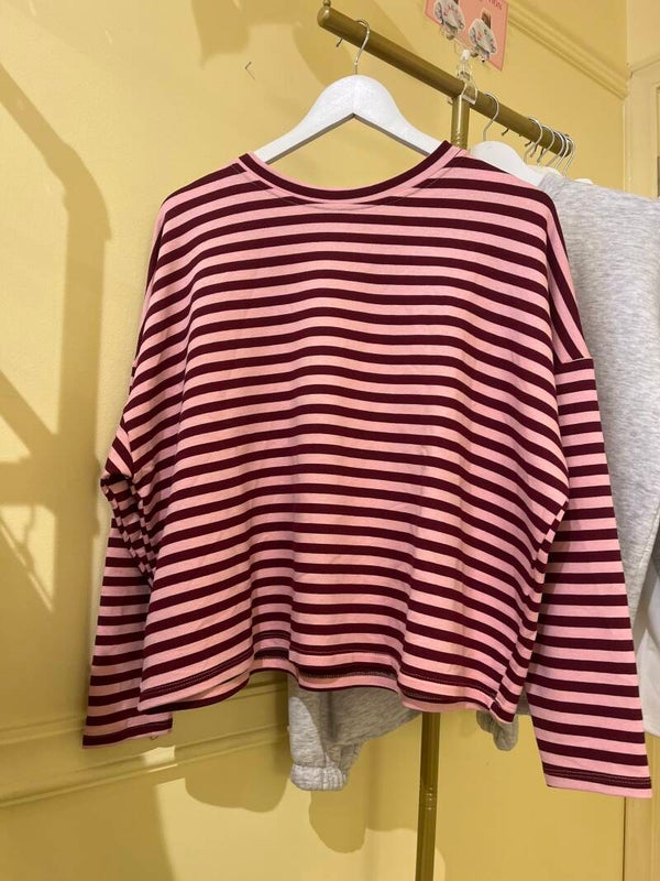 Madelon longsleeve pink burgundy