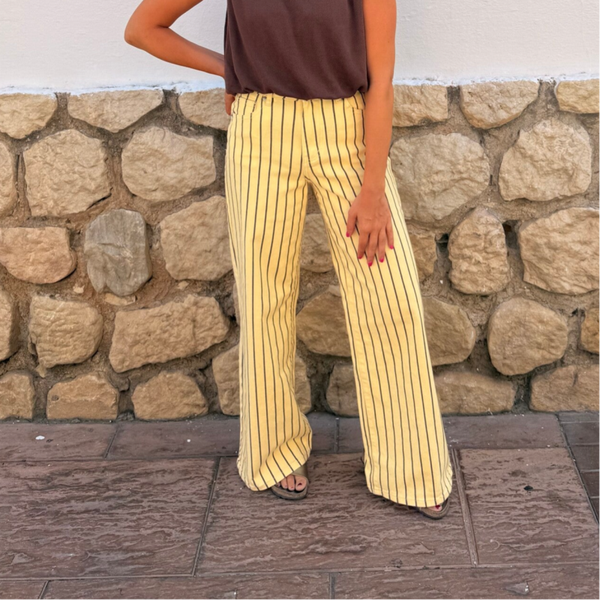 Silke striped pants yellow