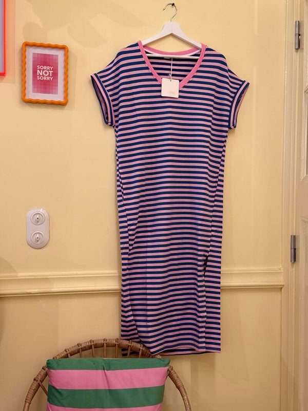 Madelon dress blue pink stripes