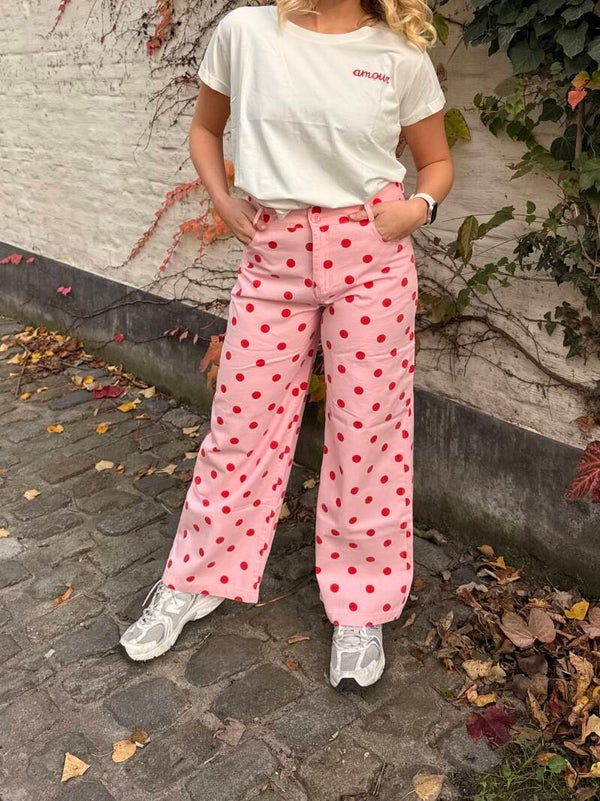 Chloé pants pink dots red