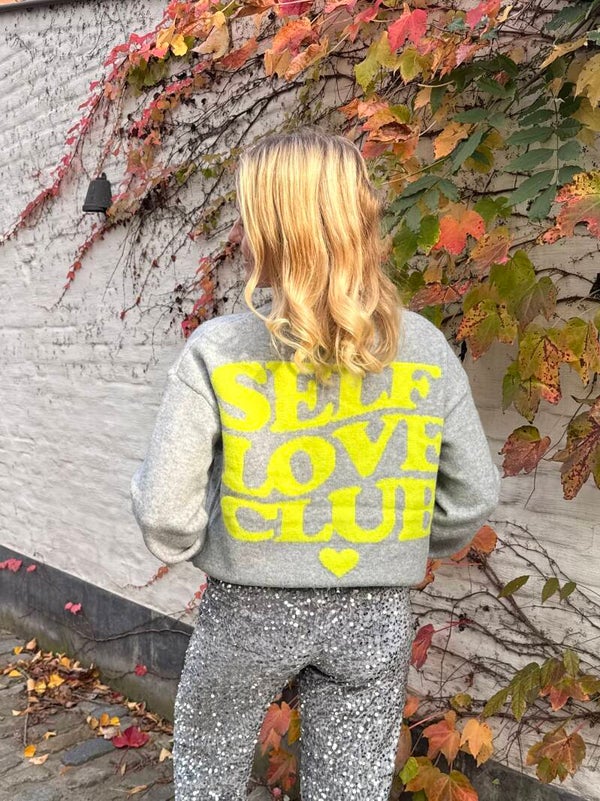 Romée sweater grey 'self love club' yellow