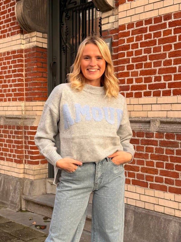 Olivia sweater grey 'amour' blue