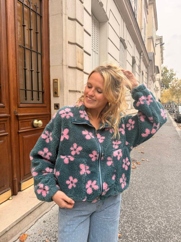 Milou teddy blue pink flowers