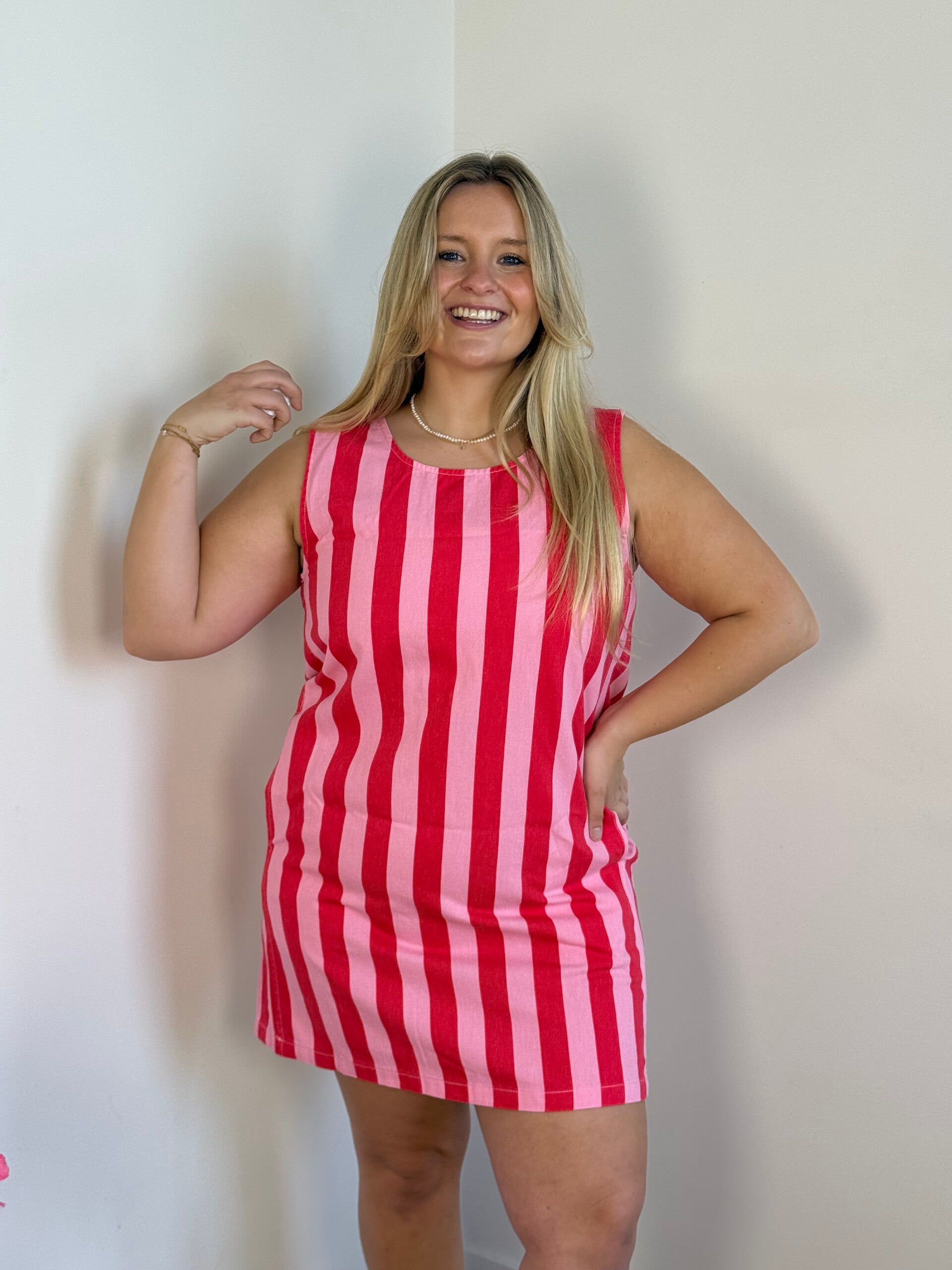 Nisrine summer dress stripes pink - darkpink