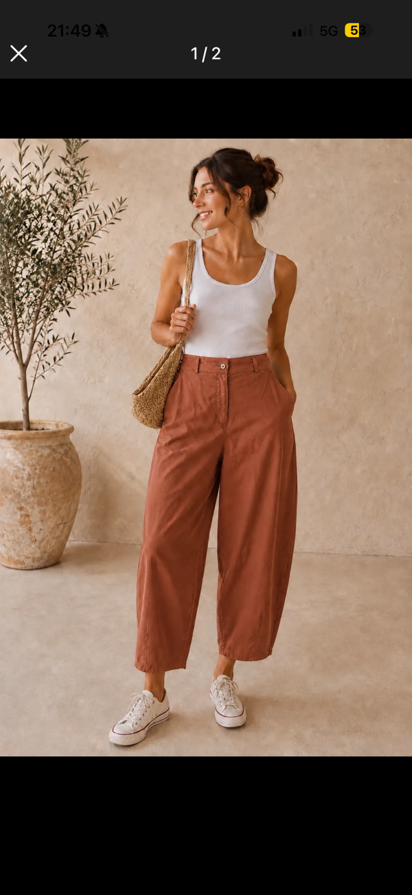 Quinn barrel pants terraccota