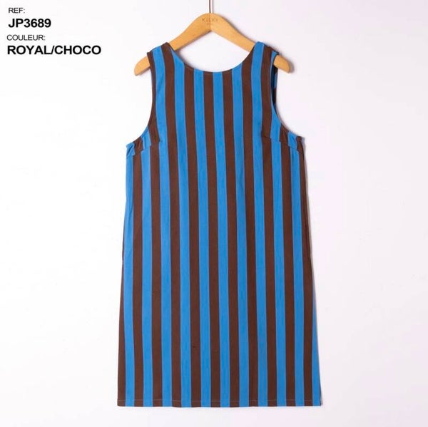 Nore dress royal/choco stripes