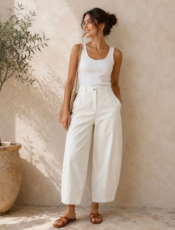 Quinn barrel pants ecru