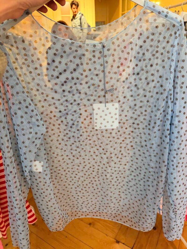 Roxanne longsleeve light blue - brown dots
