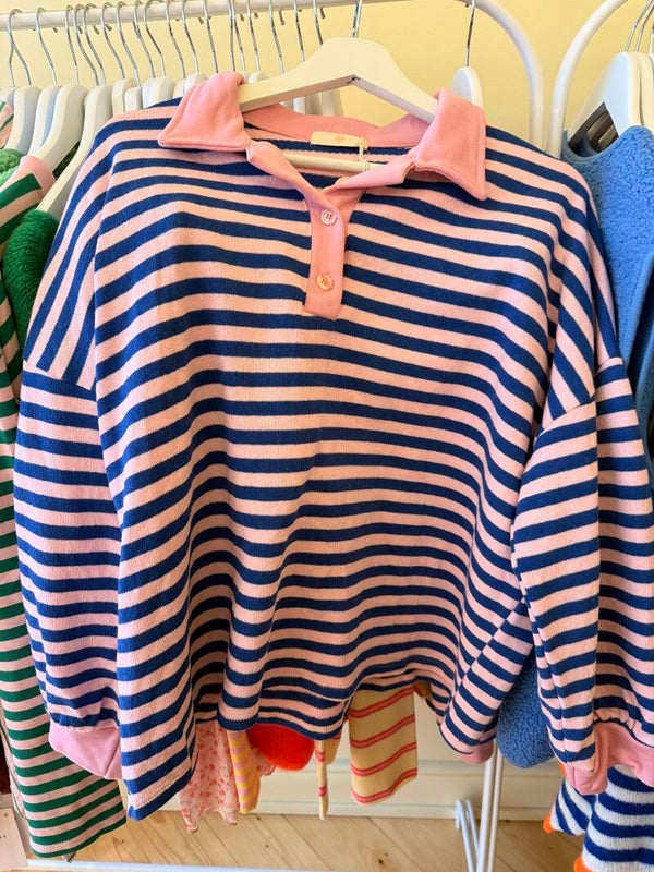 Dana polo pink blue stripes