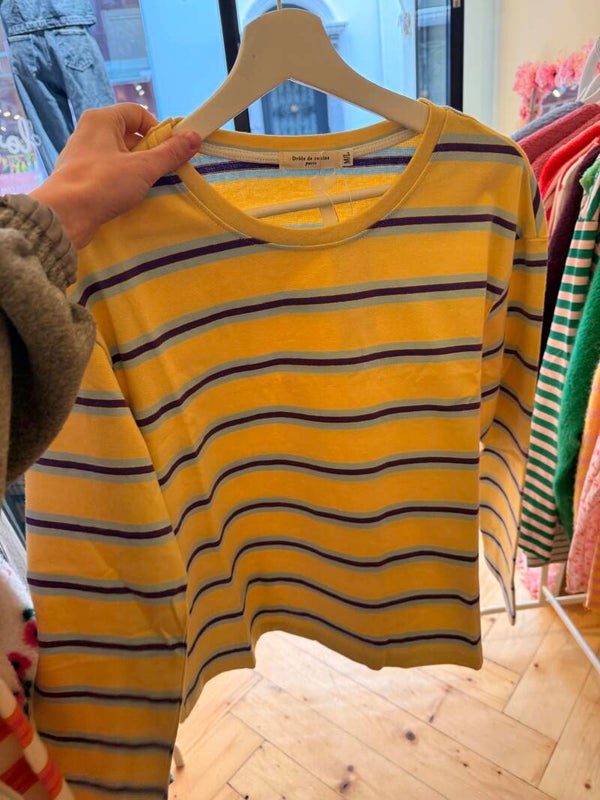 Maartje longsleeve yellow - blue stripes